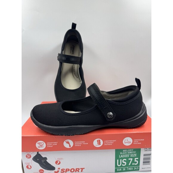 Jsport Womens Shoes Black Mary Jane Memory Foam Contoured Arch Lightweight 7.5 - Picture 1 of 16
